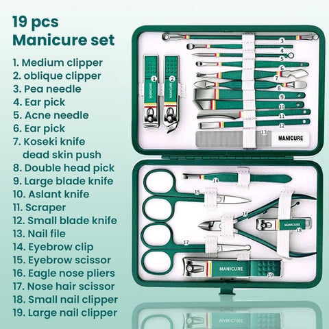 19 PCs Stainless Steel Manicure and Pedicure Set